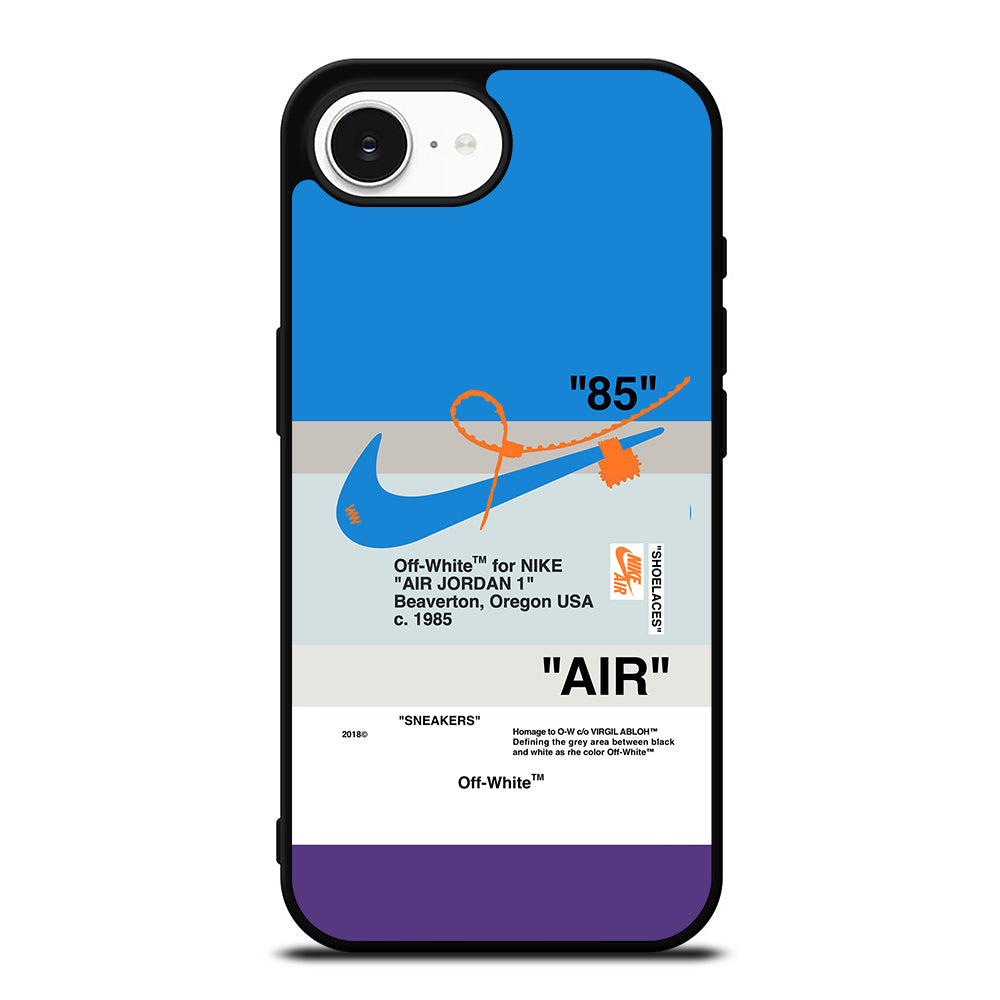 Nike Off White Air Jordan iPhone 16e case black TPU silicone rubber protective cover by Casedear