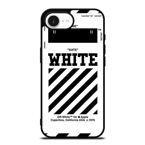 Off White Straight iPhone 16e case black TPU silicone rubber protective cover by Casedear