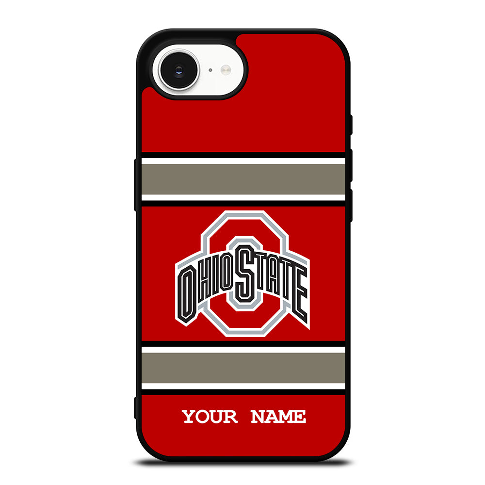 Ohio State Buckeyes Custom Your Name iPhone 16e case black TPU silicone rubber protective cover by Casedear
