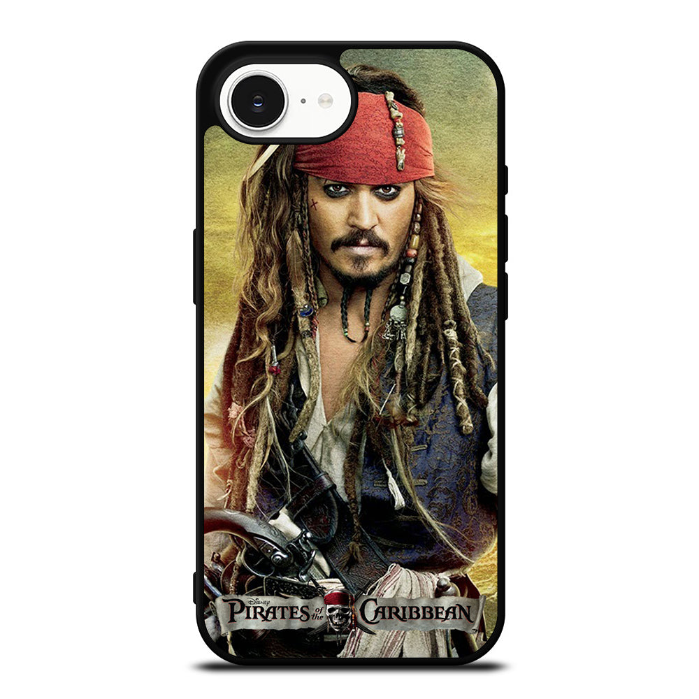PIRATES OF THE CARIBBEAN JACK SPARROW iPhone 16e case black TPU silicone rubber protective cover by Casedear