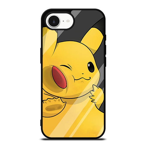 Pokemon Cute Eevee Pikachu iPhone 16e case black TPU silicone rubber protective cover by Casedear