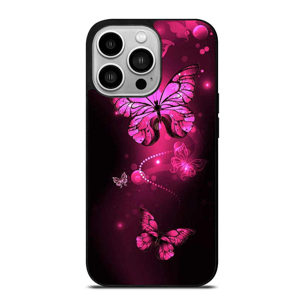 Purple Butterfly Pink iPhone 14 Pro Case