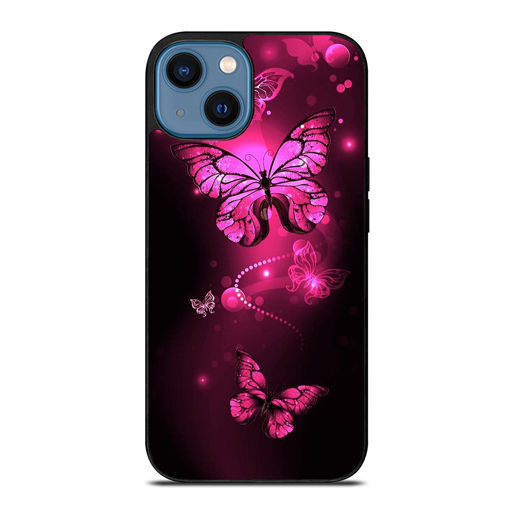 Purple Butterfly Pink iPhone 14 Case