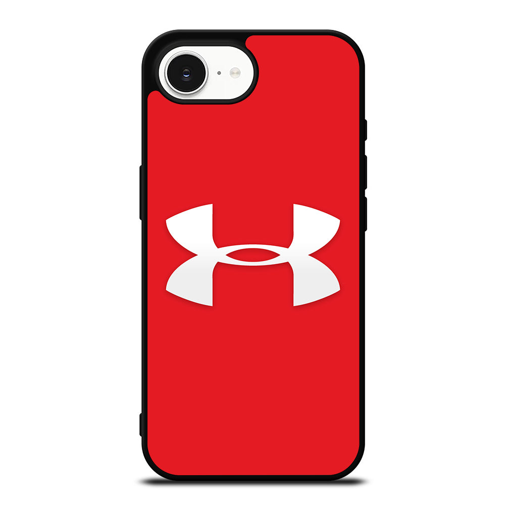 RED UNDER ARMOUR iPhone 16e case black TPU silicone rubber protective cover by Casedear