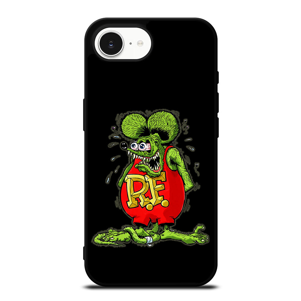 Rat Fink Big Daddy Ed Pose iPhone 16e case black TPU silicone rubber protective cover by Casedear