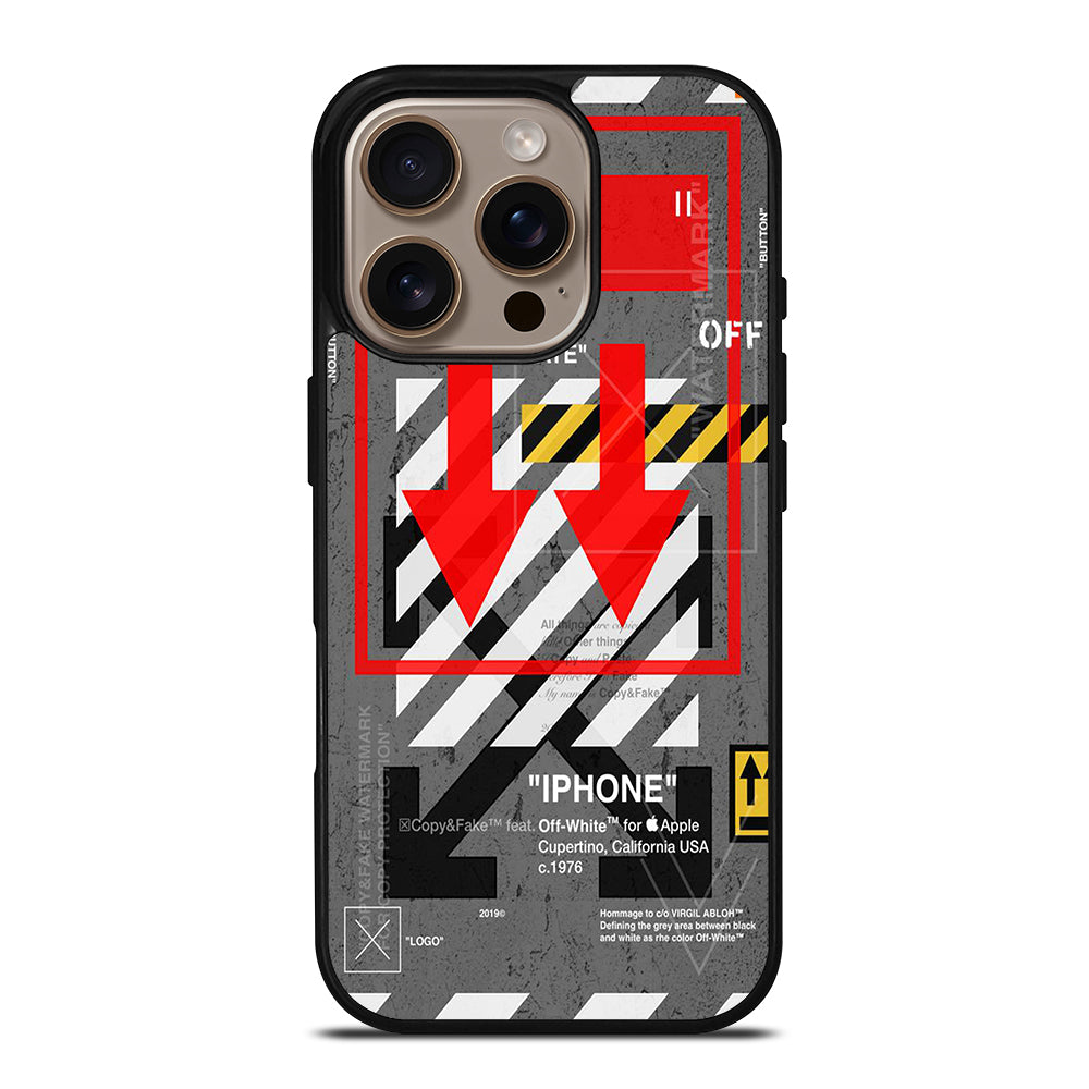 Red Arrow Down Off White iPhone 16 Pro Case