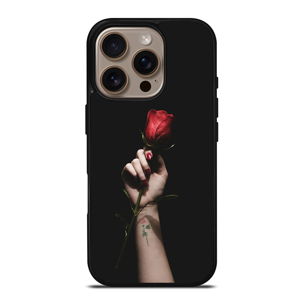 Red Rose Flower Hand iPhone 16 Pro Case