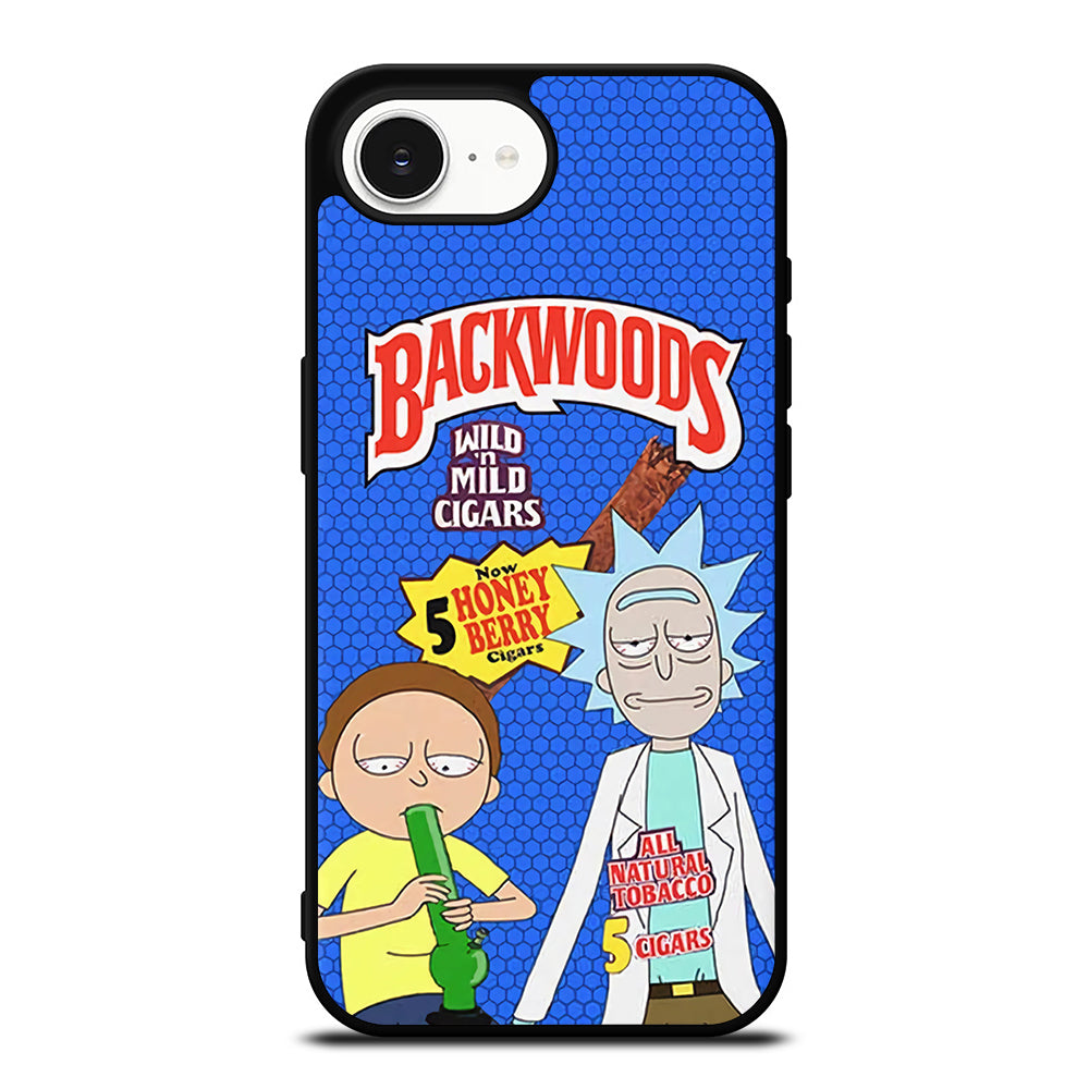 Rick And Morty Backwoods Cigars iPhone 16e case black TPU silicone rubber protective cover by Casedear