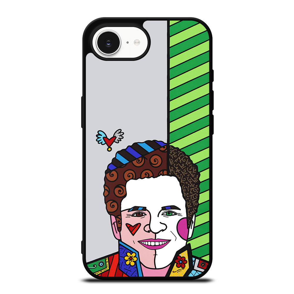 Romero Britto iPhone 16e case black TPU silicone rubber protective cover by Casedear