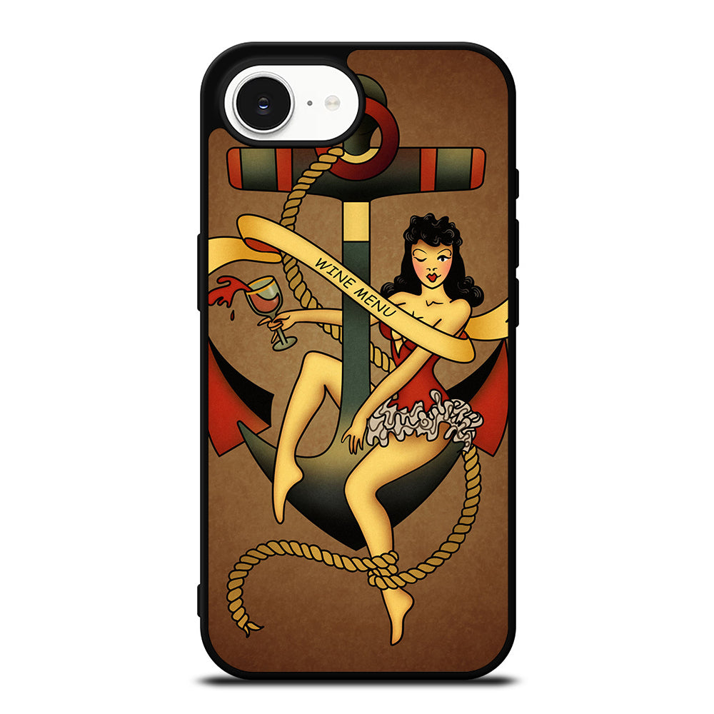 SAILOR JERRY WINE MENU iPhone 16e case black TPU silicone rubber protective cover by Casedear