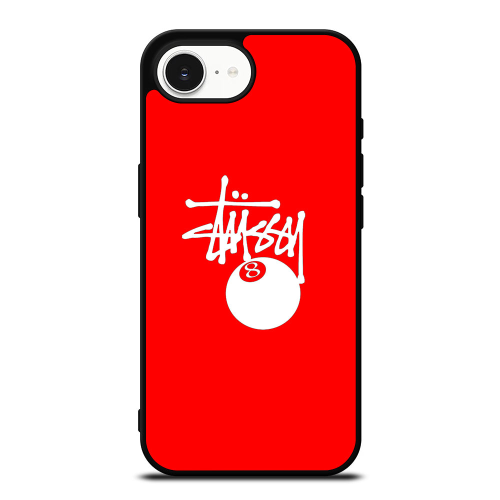 STUSSY IN RED iPhone 16e case black TPU silicone rubber protective cover by Casedear