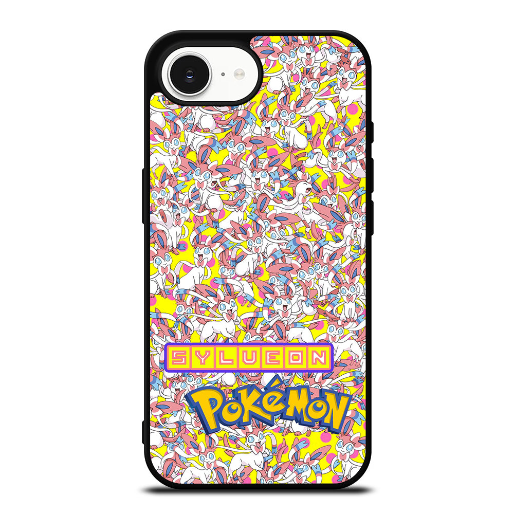 SYLVEON POKEMON iPhone 16e case black TPU silicone rubber protective cover by Casedear