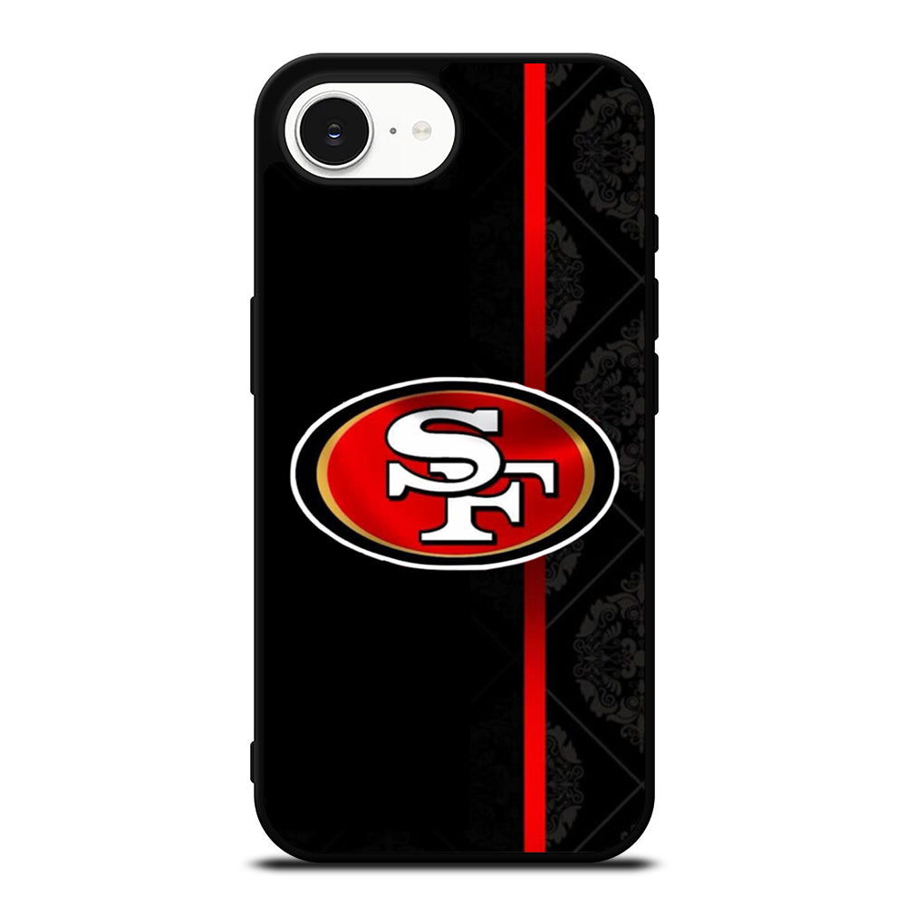 San Francisco 49ers iPhone 16e case black TPU silicone rubber protective cover by Casedear