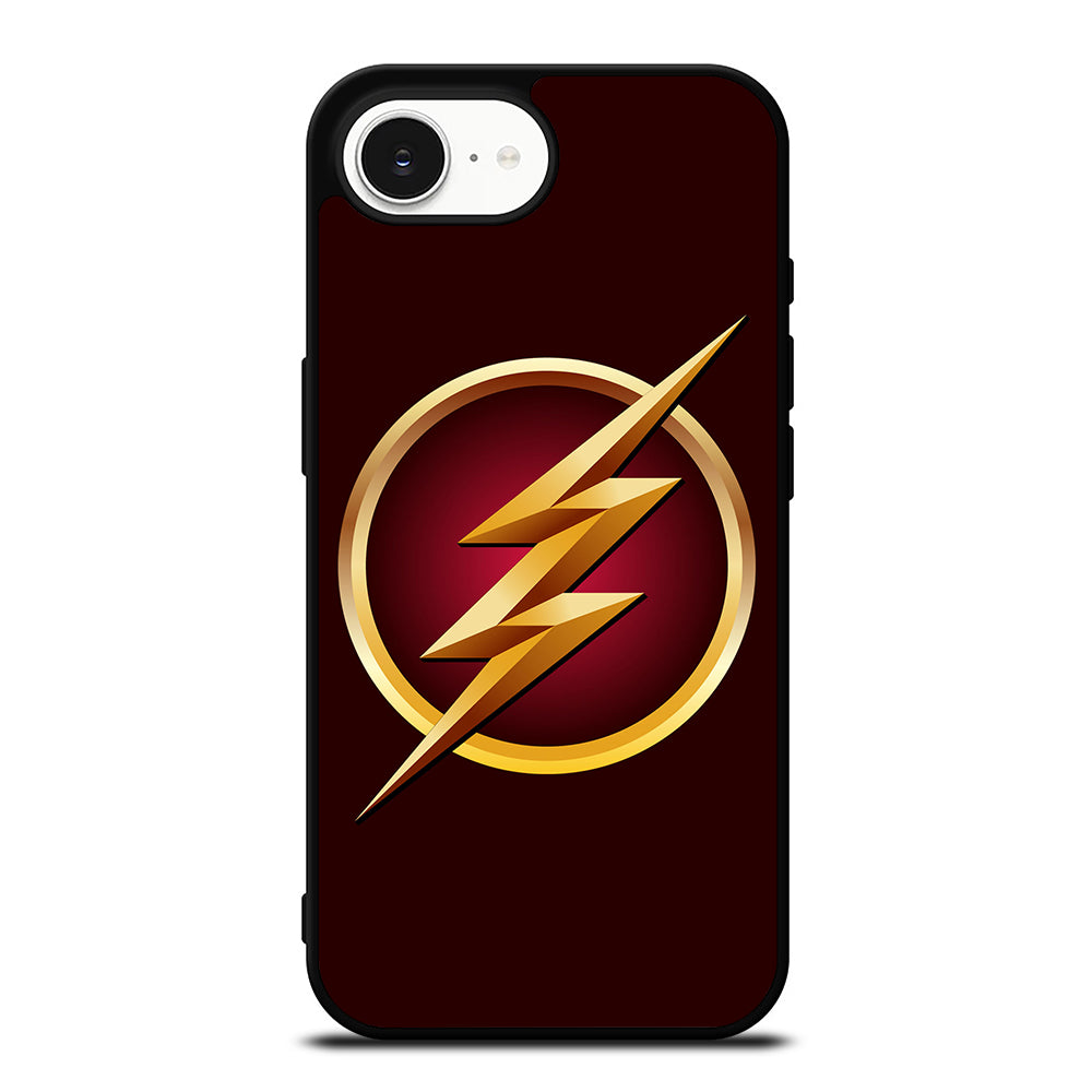 THE FLASH LOGO iPhone 16e case black TPU silicone rubber protective cover by Casedear