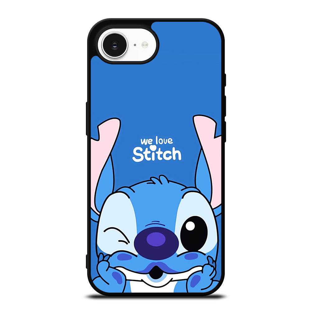 The Cute Stitch Cartoon Galaxy iPhone 16e case black TPU silicone rubber protective cover by Casedear