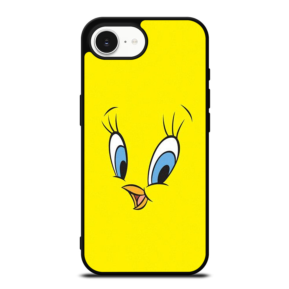 Tweety Bird Character iPhone 16e case black TPU silicone rubber protective cover by Casedear