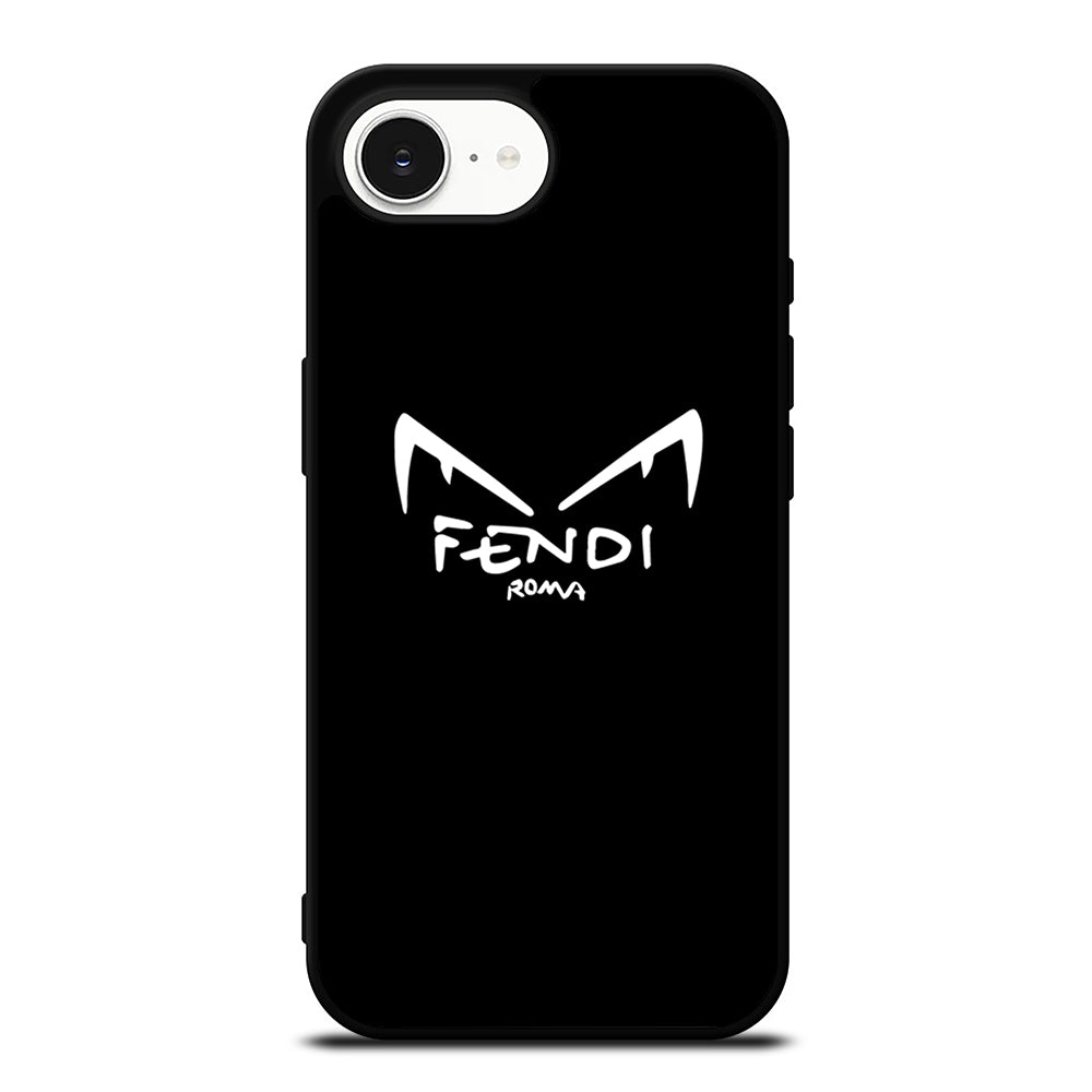 WHITE FENDI ROMA EYES iPhone 16e case black TPU silicone rubber protective cover by Casedear