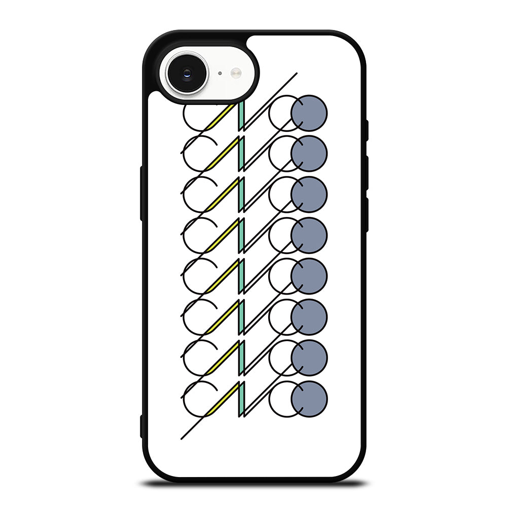 White CNCO Logo iPhone 16e case black TPU silicone rubber protective cover by Casedear