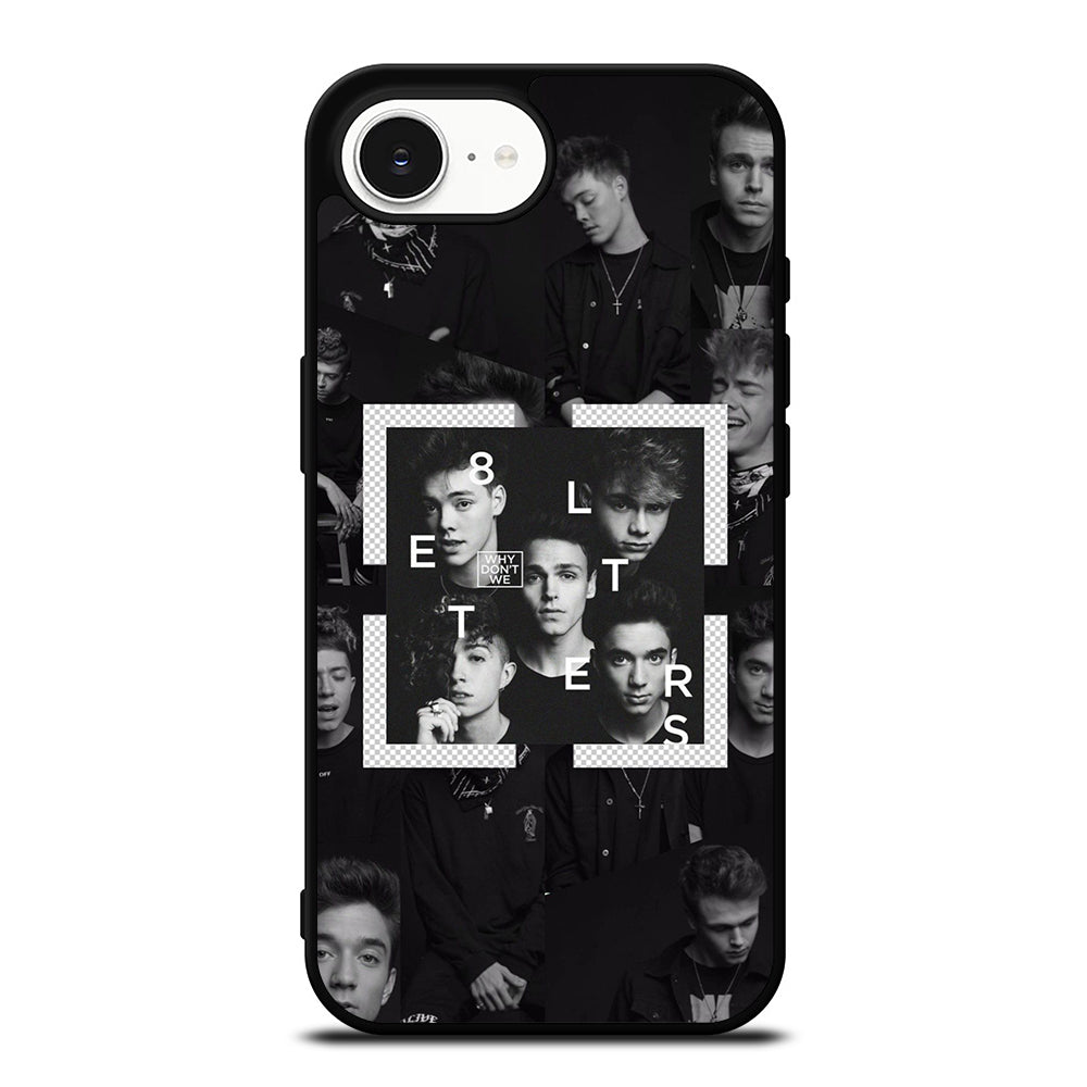 Why Don't We Letters iPhone 16e case black TPU silicone rubber protective cover by Casedear