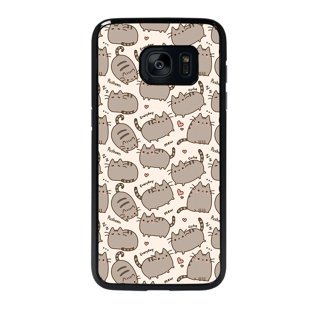 Cute Pusheen Cat Cartoon Collage Samsung Galaxy S7 Edge Case
