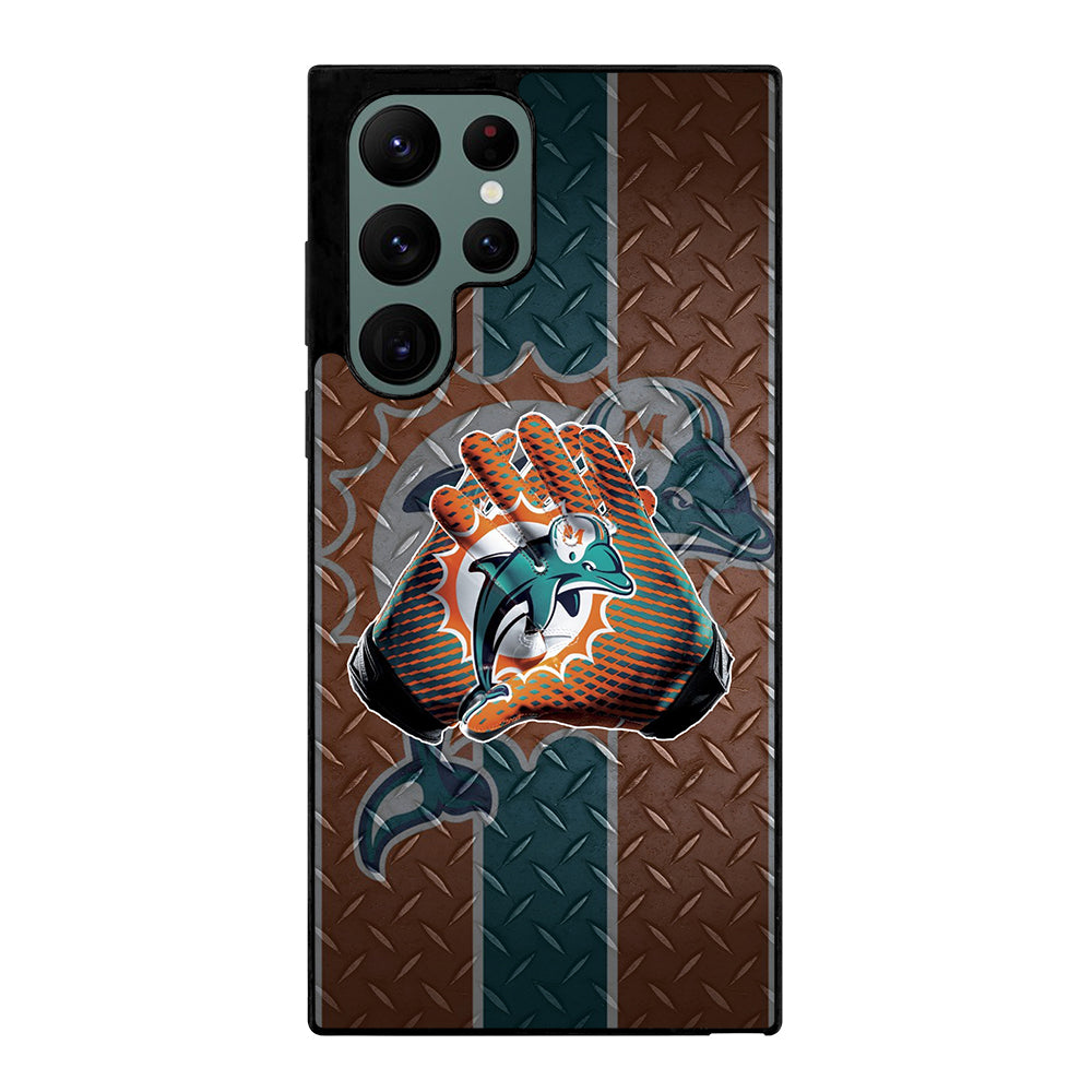 Miami Dolphins Football Gloves Samsung Galaxy S22 Ultra 5G Case