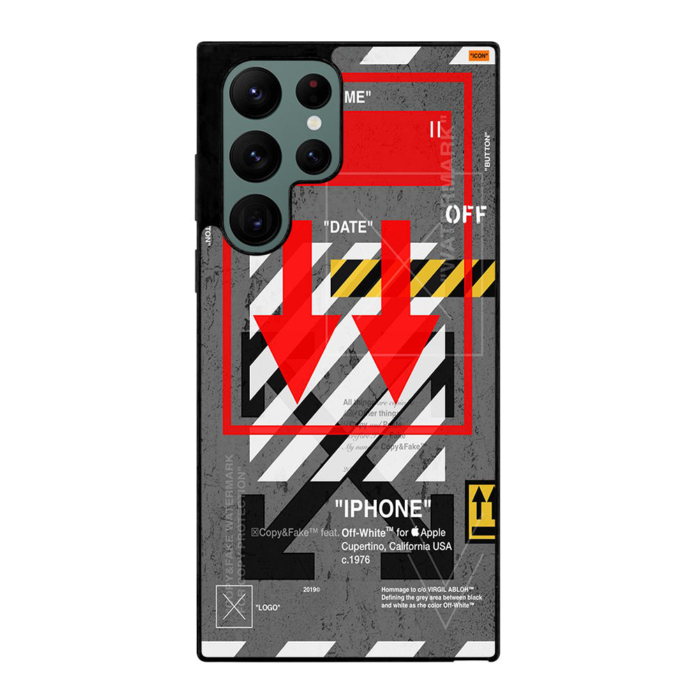 Red Arrow Down Off White Samsung Galaxy S22 Ultra 5G Case