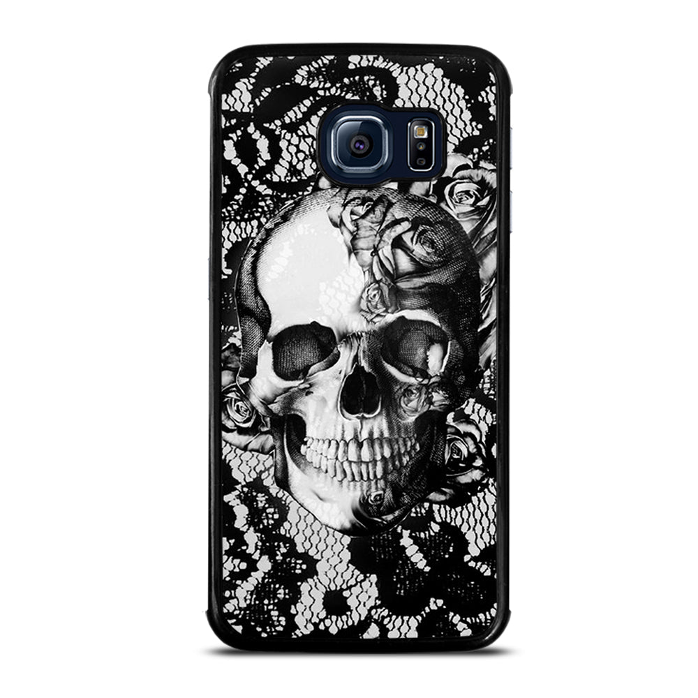 Skull On Black Lace Samsung Galaxy S6 Edge Case