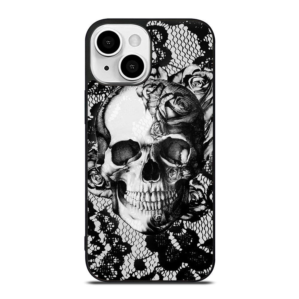 Skull On Black Lace iPhone 13 Mini Case