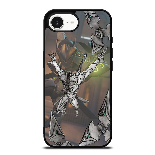 ABSTRACT OVERWATCH GENJI iPhone 16e case black TPU silicone rubber protective cover by Casedear