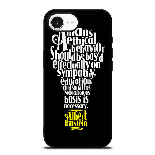 ALBERT EINSTEIN 'S THINKING iPhone 16e case black TPU silicone rubber protective cover by Casedear