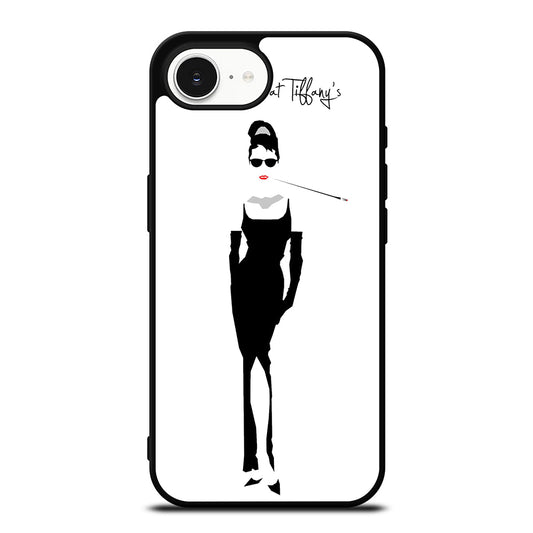 AUDREY HEPBURN BREAKFAST AT TIFFANY'S iPhone 16e case black TPU silicone rubber protective cover by Casedear