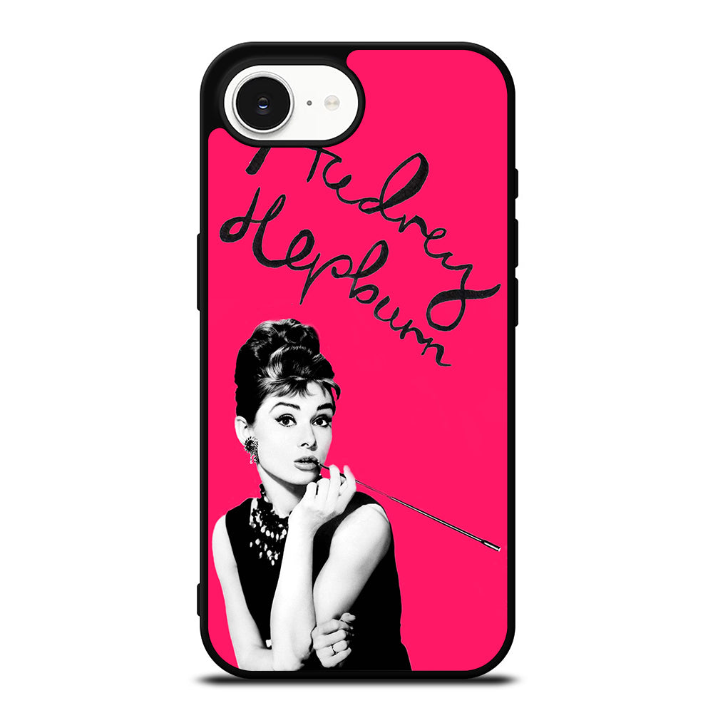 AUDREY HEPBURN THE ICON iPhone 16e case black TPU silicone rubber protective cover by Casedear