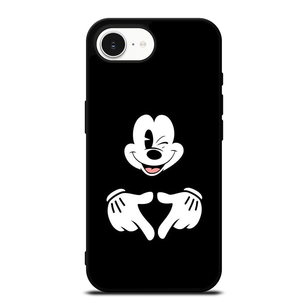 Abstract Mickey iPhone 16e case black TPU silicone rubber protective cover by Casedear