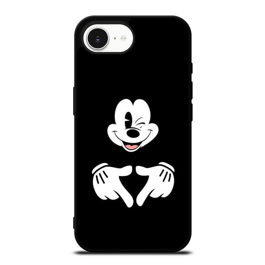 Abstract Mickey iPhone 16e case black TPU silicone rubber protective cover by Casedear