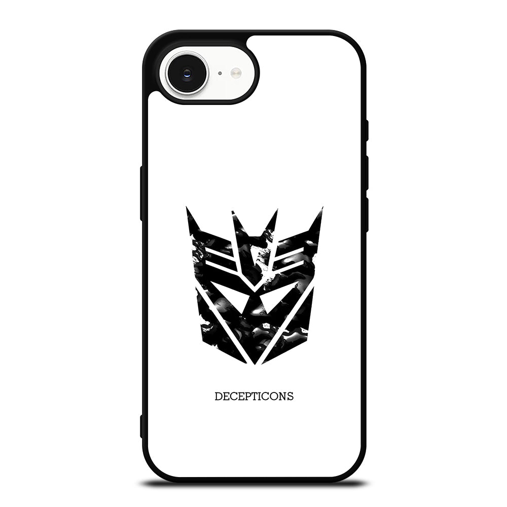 Abstract Transformers Decepticons Logo iPhone 16e case black TPU silicone rubber protective cover by Casedear