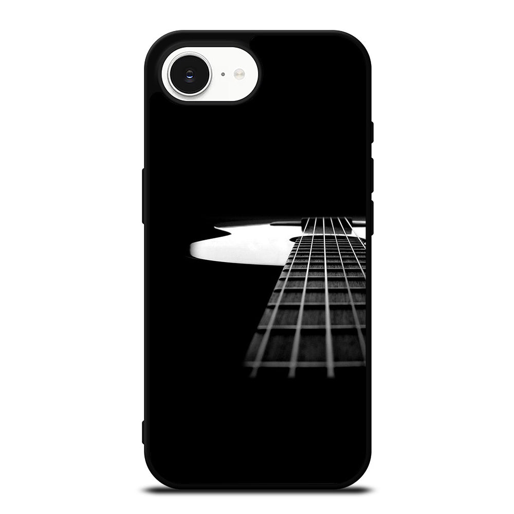 Acoustic Guitar Photo iPhone 16e case black TPU silicone rubber protective cover by Casedear