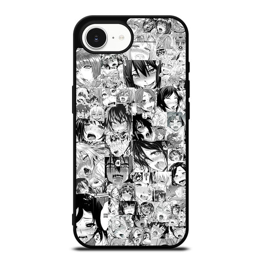 Ahegao Comic Anime iPhone 16e case black TPU silicone rubber protective cover by Casedear