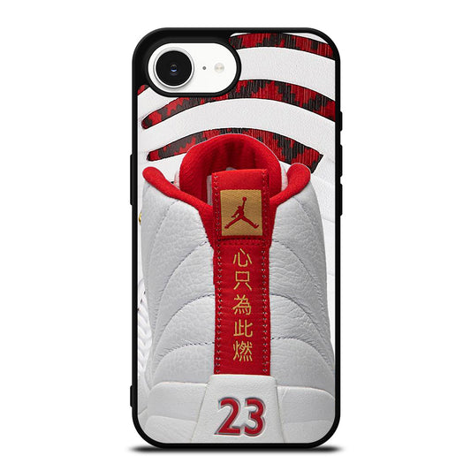 Air Jordan 12 Retro iPhone 16e case black TPU silicone rubber protective cover by Casedear