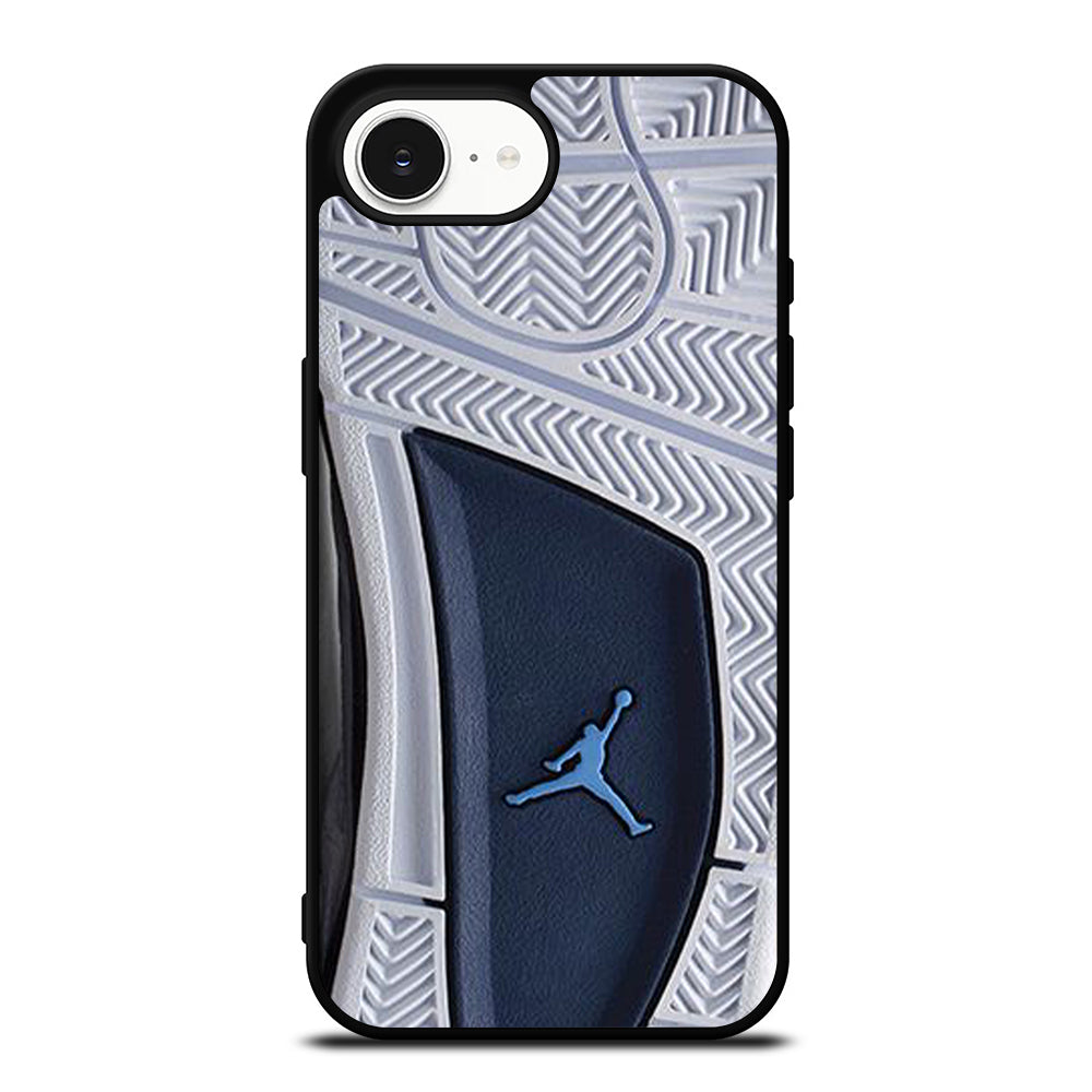 Air Jordan 4 Sole iPhone 16e case black TPU silicone rubber protective cover by Casedear