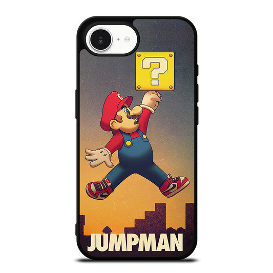 Air Jordan Mario Bross iPhone 16e case black TPU silicone rubber protective cover by Casedear