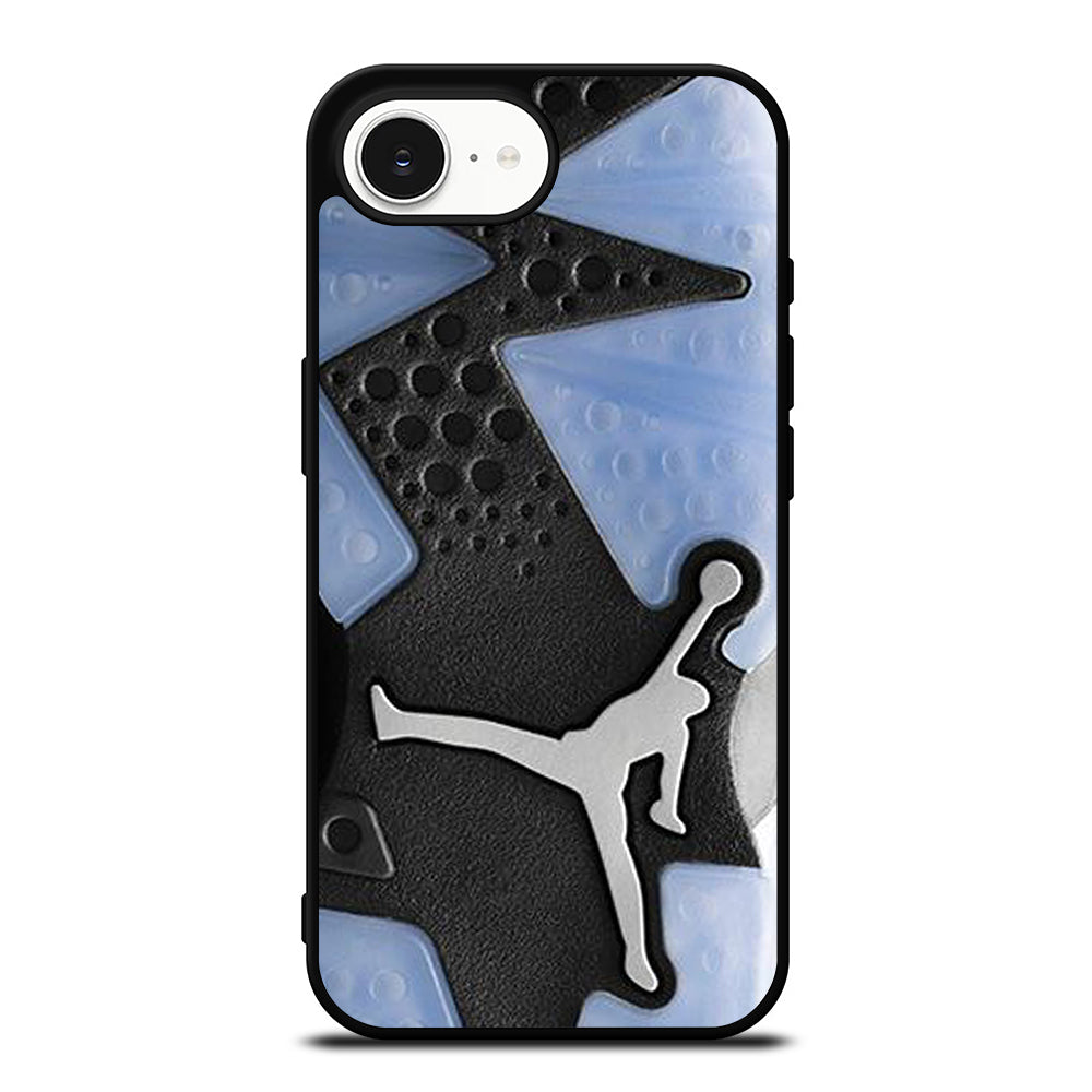 Air Jordan Metallic Sole iPhone 16e case black TPU silicone rubber protective cover by Casedear