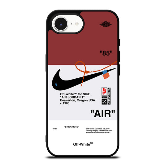 Air Jordan Nike Off White iPhone 16e case black TPU silicone rubber protective cover by Casedear