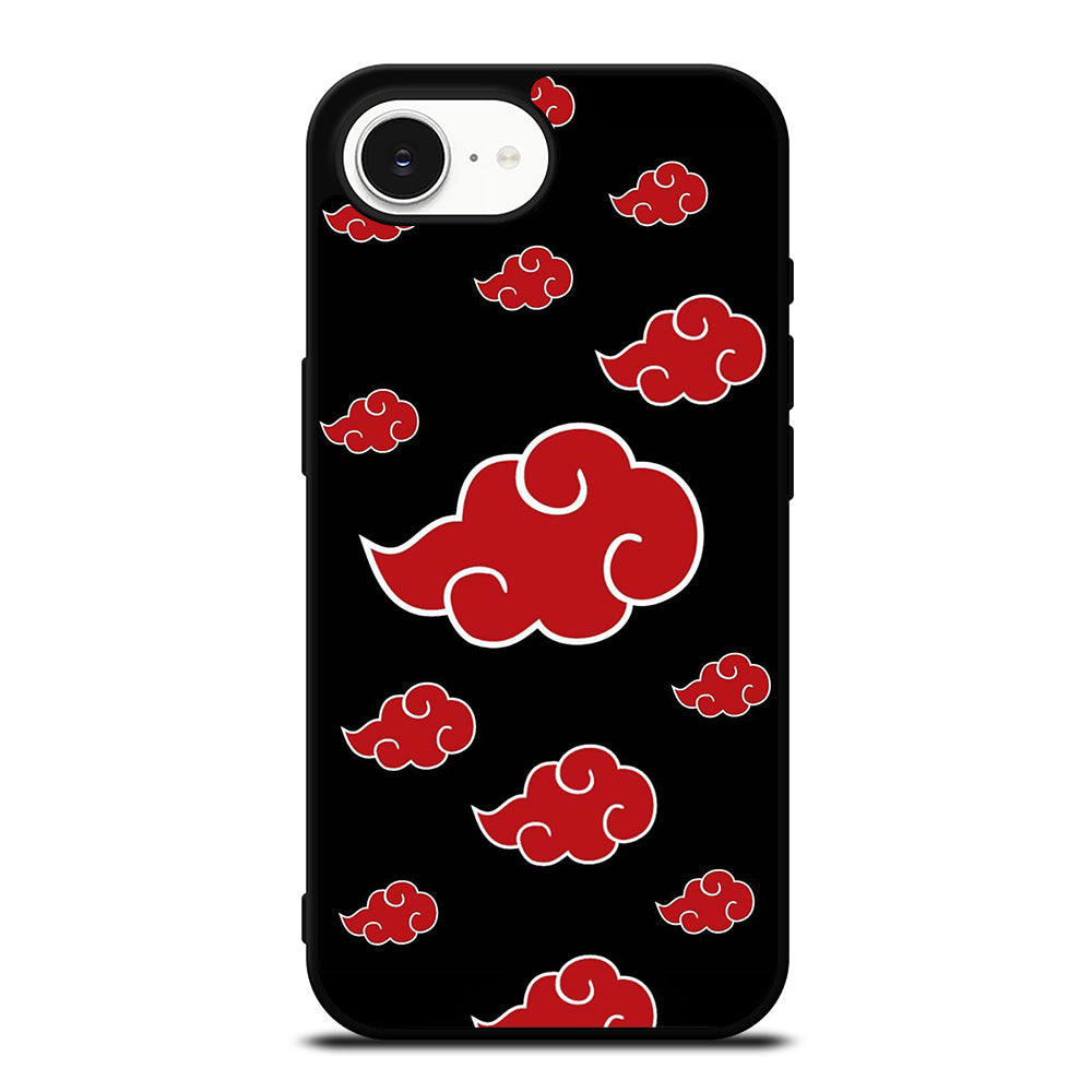 Akatsuki Cloud Naruto iPhone 16e case black TPU silicone rubber protective cover by Casedear