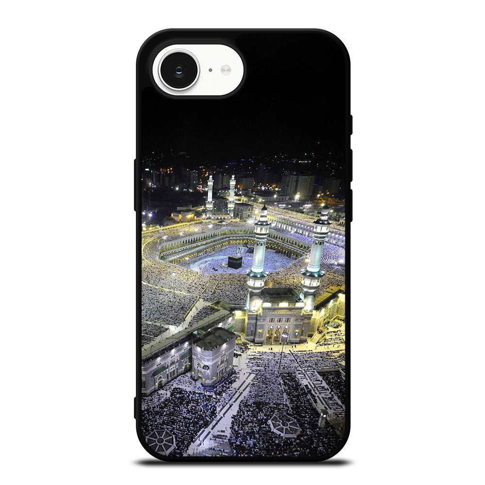 Al Haram Mosque Islam iPhone 16e case black TPU silicone rubber protective cover by Casedear
