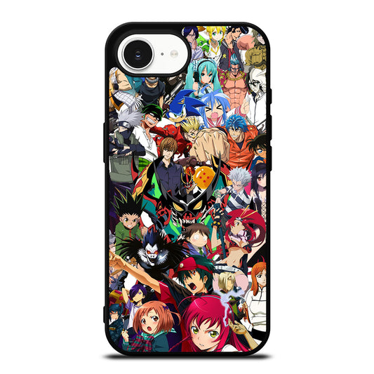 All Anime Crossover iPhone 16e case black TPU silicone rubber protective cover by Casedear