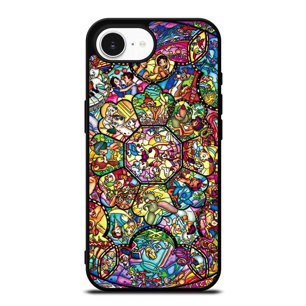 All Disney Character iPhone 16e case black TPU silicone rubber protective cover by Casedear