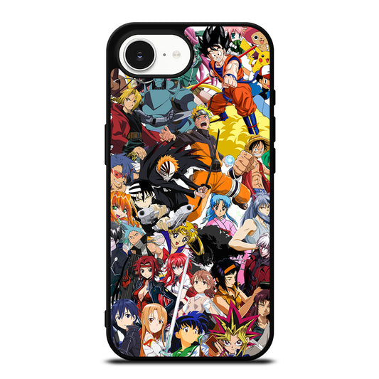 Anime Crossover iPhone 16e case black TPU silicone rubber protective cover by Casedear