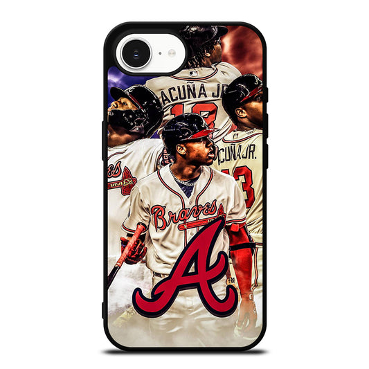 Atlanta Braves Acuna Jr iPhone 16e case black TPU silicone rubber protective cover by Casedear