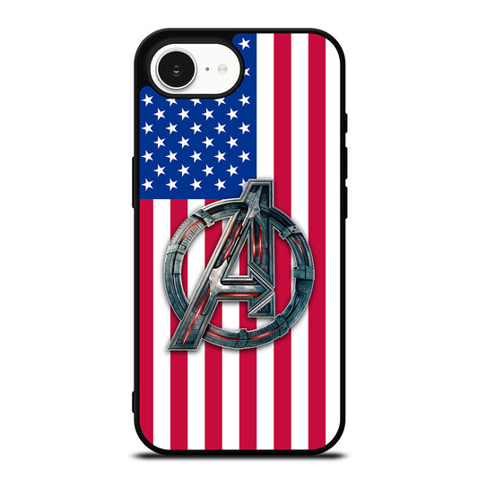 Avengers Marvel America iPhone 16e case black TPU silicone rubber protective cover by Casedear