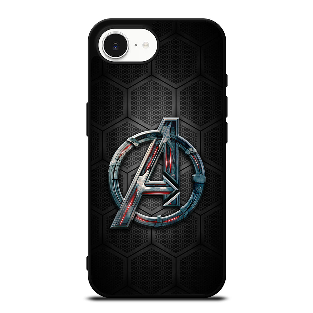 Avengers Marvel Logo iPhone 16e case black TPU silicone rubber protective cover by Casedear